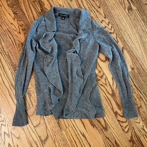 Banana Republic Womens Gray Cardigan Wool‎ Ruffle front sz XS
